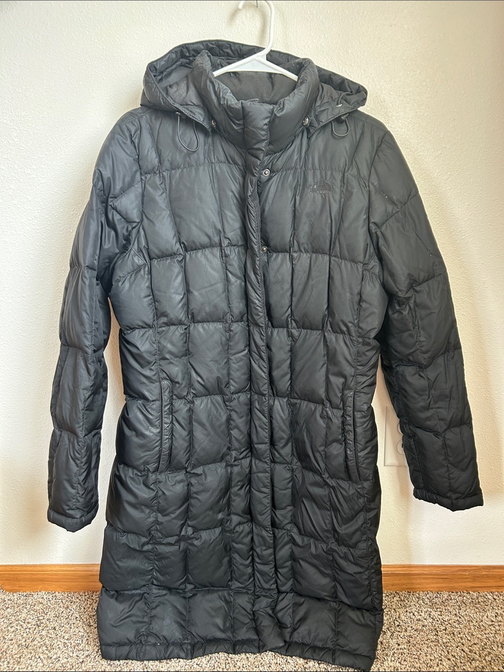 The North Face Long Black Quilted Hooded Puffer Coat-Women’s Large